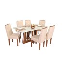 Ver imagem 2 de Conjunto Sala de Jantar Mesa Retangular Vitória com 6 Cadeiras Helena com Apliques