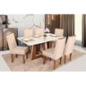 Conjunto Sala de Jantar Mesa Retangular Vitória com 6 Cadeiras Helena com Apliques - 1