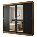 Ver imagem 1 de Conjunto 2 Guarda-Roupas 4 Portas de Correr com 2 Espelhos Rustic/Preto Tokio Madesa