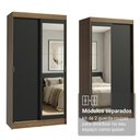 Ver imagem 6 de Conjunto 2 Guarda-Roupas 4 Portas de Correr com 2 Espelhos Rustic/Preto Tokio Madesa