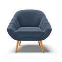 Ver imagem 3 de Kit 2 Poltronas Giovana Suede Azul Marinho Pés Palito Castanho - D'Rossi