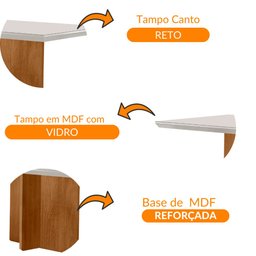 Mesa para Sala de Jantar Olimpia 120cm Em MDF e Vidro Canto Reto - 4