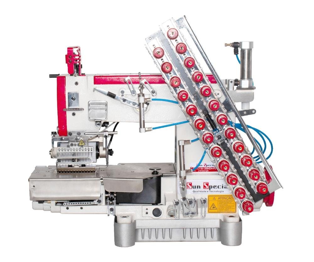 Máquina Costura Industrial Elastiqueira Eletrônica 12 Agulhas SSTC118-12064H-DP-SU - Sun Special