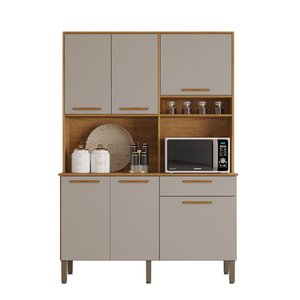 Armário de Cozinha New Siena 6 Portas 1 Gaveta Sallêto Cinamomo/off White