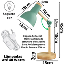 Ver imagem 6 de Luminária Mesa Abajur 45cm Articulada Retrô Madeira Gimpo Kjtd-685-pai:verde