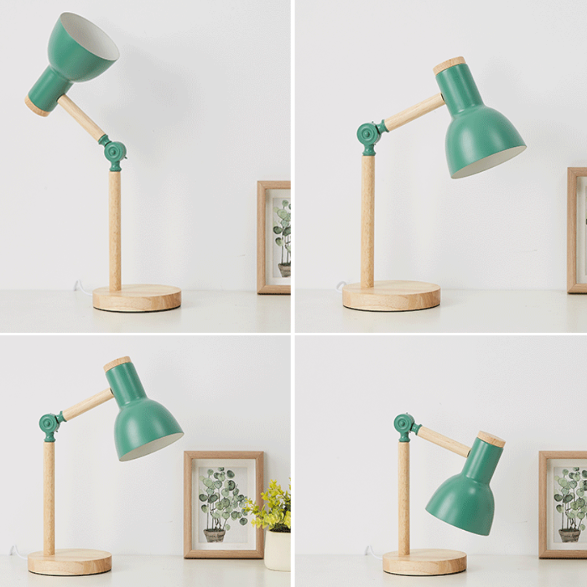 Ver imagem 5 de Luminária Mesa Abajur 45cm Articulada Retrô Madeira Gimpo Kjtd-685-pai:verde
