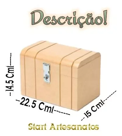 Caixa Baú Madeira Mdf + Cadeado Artesanatos - 2