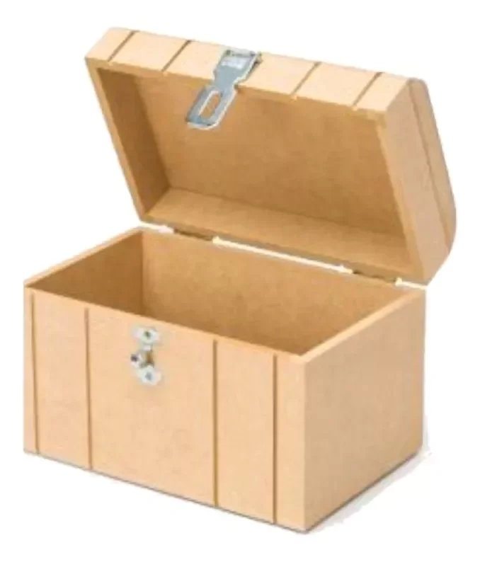 Caixa Baú Madeira Mdf + Cadeado Artesanatos - 5