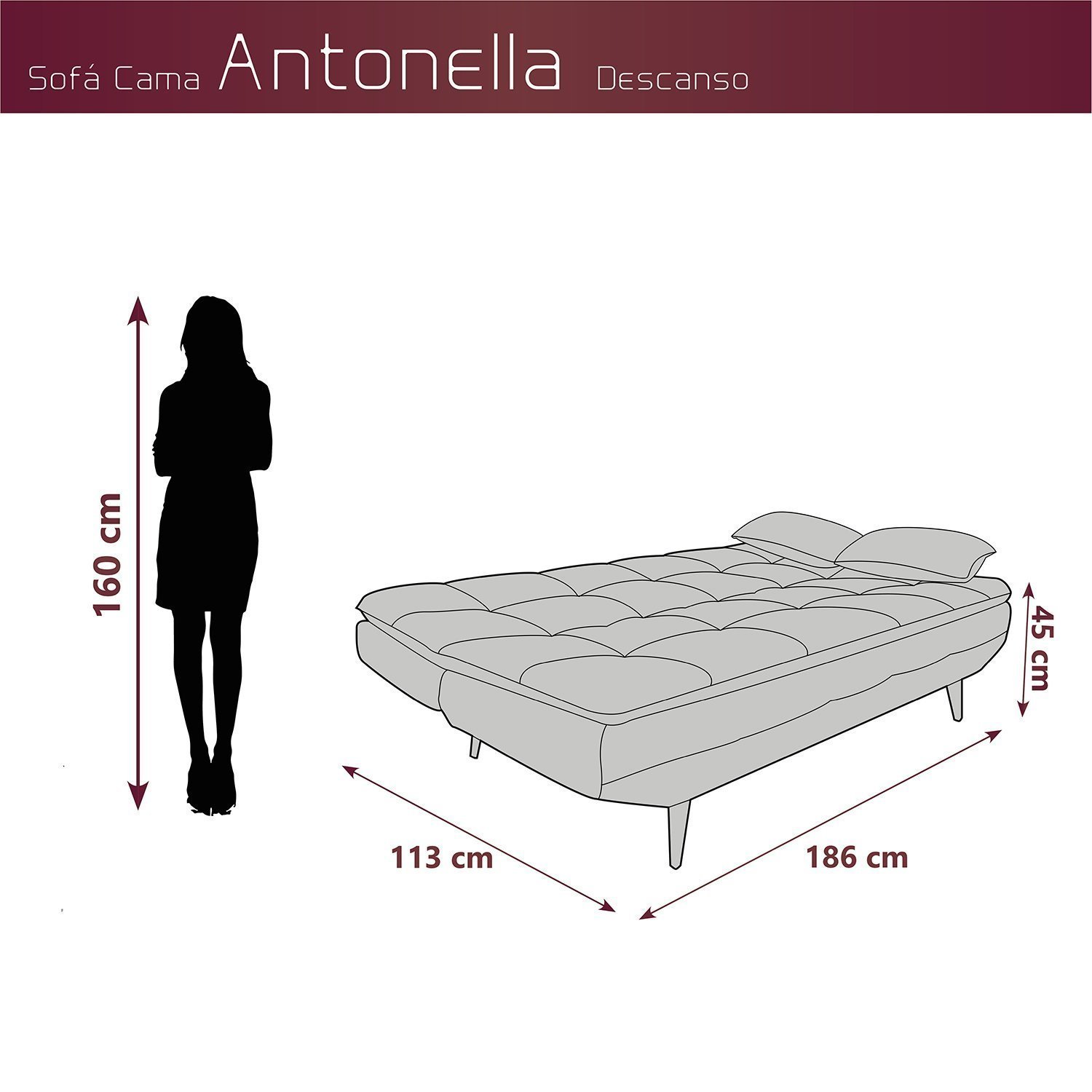 Sofá Cama 3 Lugares Antonella - 3