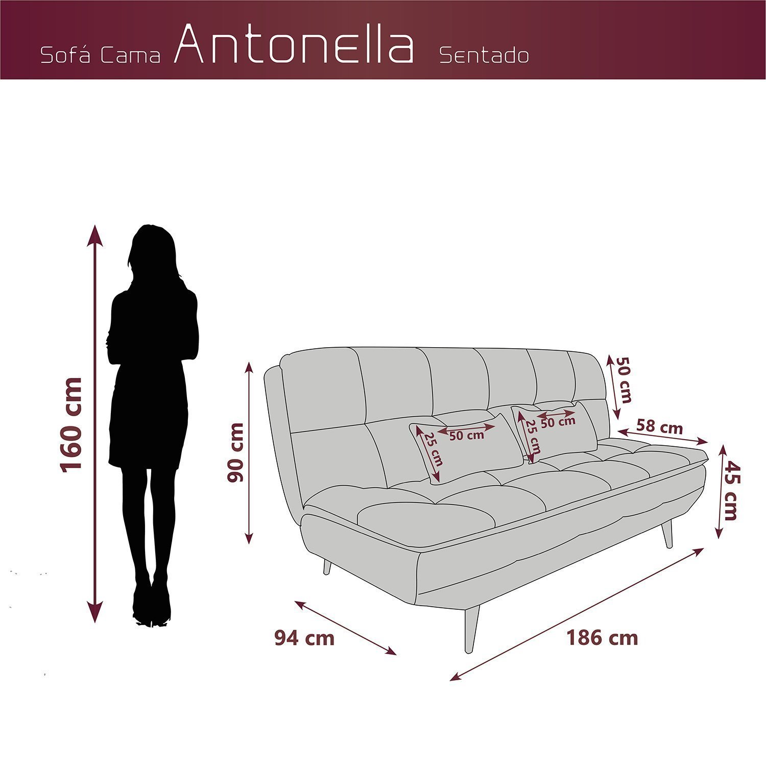 Sofá Cama 3 Lugares Antonella - 2