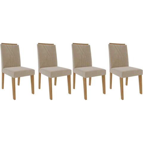 Cadeira Sala de Jantar Nicole Kit 4 Un Savana/suede Bege - Cimol