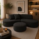 Ver imagem 3 de Sofá e Puff Orgânico Virginia 200cm Sala Bouclé: Preto