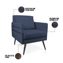 Ver imagem 5 de Poltrona Mari Suede Azul Marinho Pés Palito de Ferro Preto - D’Rossi