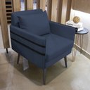 Ver imagem 2 de Poltrona Mari Suede Azul Marinho Pés Palito de Ferro Preto - D’Rossi
