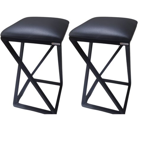 Conjunto 2 Bancos Bar Banqueta Baixa Ferro Estofada:preto