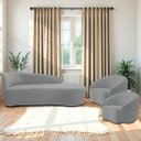 Ver imagem 2 de Kit Divã Recamier Orgânico França 140cm Lado Direito e 2 Poltronas Amore Bouclé