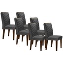 Ver imagem 1 de Cadeira Sala de Jantar Londrina Madeira Kit 6 Un Capuccino - Linho Grafite - Rufato