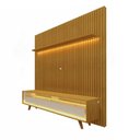 Ver imagem 2 de Rack com Painel para TV até 85 Polegadas Sole 2 Gavetas Ripado 100% MDF com LED Naturale/Off White -