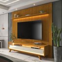 Ver imagem 1 de Rack com Painel para TV até 85 Polegadas Sole 2 Gavetas Ripado 100% MDF com LED Naturale/Off White -