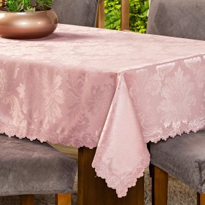 Toalha de Mesa Retangular Avulsa Jacquard Medalhão 2,20m X 1,40m para 06 Lugares - Decoração Cozinha