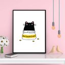 Ver imagem 2 de Quadro Gato Antidepressivo 24x18cm:Madeira branca