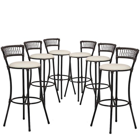 Kit 6 Banquetas Alta Forts Fio de Fibra Proteção UV Bancada, Área Gourmet, Bar, Ilha de Cozinha, Lan