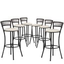 Ver imagem 1 de Kit 6 Banquetas Alta Forts Fio de Fibra Proteção UV Bancada, Área Gourmet, Bar, Ilha de Cozinha, Lan
