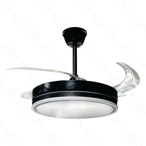 Pendente Preto com Ventilador Embutido 50cm 36w Led Bivolt
