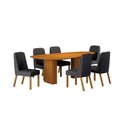 Ver imagem 1 de Conjunto Sala de Jantar Ísis 180cm com 6 Cadeiras Tampo Orgânico s/ Vidro Cinamomo Cinamomo/Linho Ch