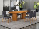 Ver imagem 7 de Conjunto Sala de Jantar Ísis 180cm com 6 Cadeiras Tampo Orgânico s/ Vidro Cinamomo Cinamomo/Linho Ch