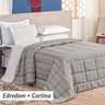 Kit Edredom Cinza Queen + Cortina Cinza Mônaco para varão de 3 Metros Simples - 1