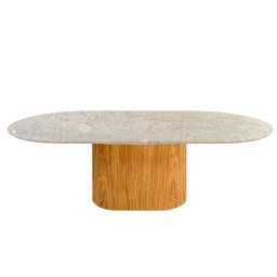 Mesa de Jantar Oblongo 198x122 Cm Freijó Tampo Mármore Branco Extra - 2