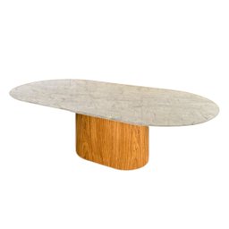 Mesa de Jantar Oblongo 198x122 Cm Freijó Tampo Mármore Branco Extra - 3
