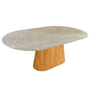 Mesa de Jantar Oblongo 198x122 Cm Freijó Tampo Mármore Branco Extra