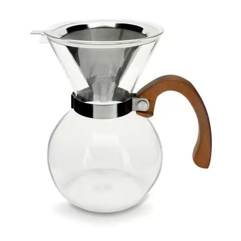 Passador de Café em Vidro Borossilicato com Alça de Bambu e Filtro em Inox 650 Ml - Mimo Style - Vd2