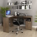 Ver imagem 1 de Kit 2 Peças com Escrivaninha em L 2 Gavetas Me4129 e Cadeira de Escritório Diretor Tela Mesh Tok 3310