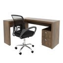 Ver imagem 5 de Conjunto 2 Peças com Escrivaninha em L 2 Gavetas Me4129 e Cadeira de Escritório Diretor Tela Mesh Tok 3310 Rústico