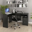 Ver imagem 1 de Kit 2 Peças com Escrivaninha em L 2 Gavetas Me4129 e Cadeira de Escritório Diretor Tela Mesh Tok 3310