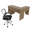 Ver imagem 3 de Kit 2 Peças com Escrivaninha em L 2 Gavetas Me4129 e Cadeira de Escritório Diretor Tela Mesh Tok 3310