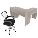 Ver imagem 4 de Kit 2 Peças com Escrivaninha em L 2 Gavetas Me4129 e Cadeira de Escritório Diretor Tela Mesh Tok 3310