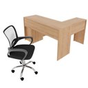 Ver imagem 4 de Conjunto 2 Peças com Escrivaninha em L 2 Gavetas Me4129 e Cadeira de Escritório Diretor Tela Mesh Tok 3310 Amendoa