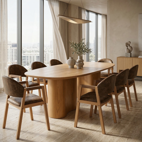 Conjunto Mesa Jantar Aracaju 180cm com 8 Cadeiras Allegra:nobuck Marrom