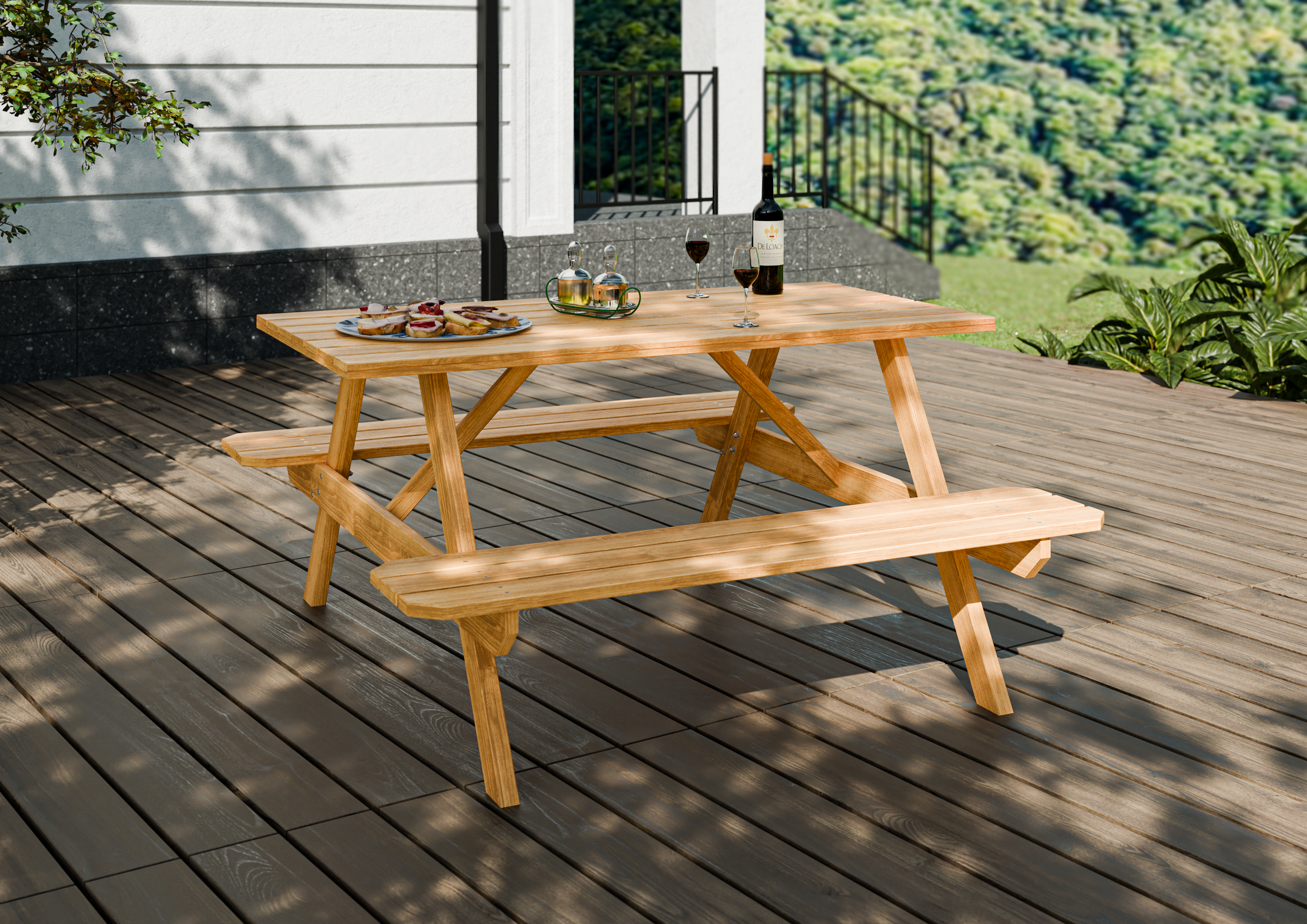 Mesa Picnic Madeira Maciça 140cm X 70cm - 2