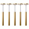 Kit 5 Pendente Luminária Tubo Dourado Fosco 30 Cm - 1