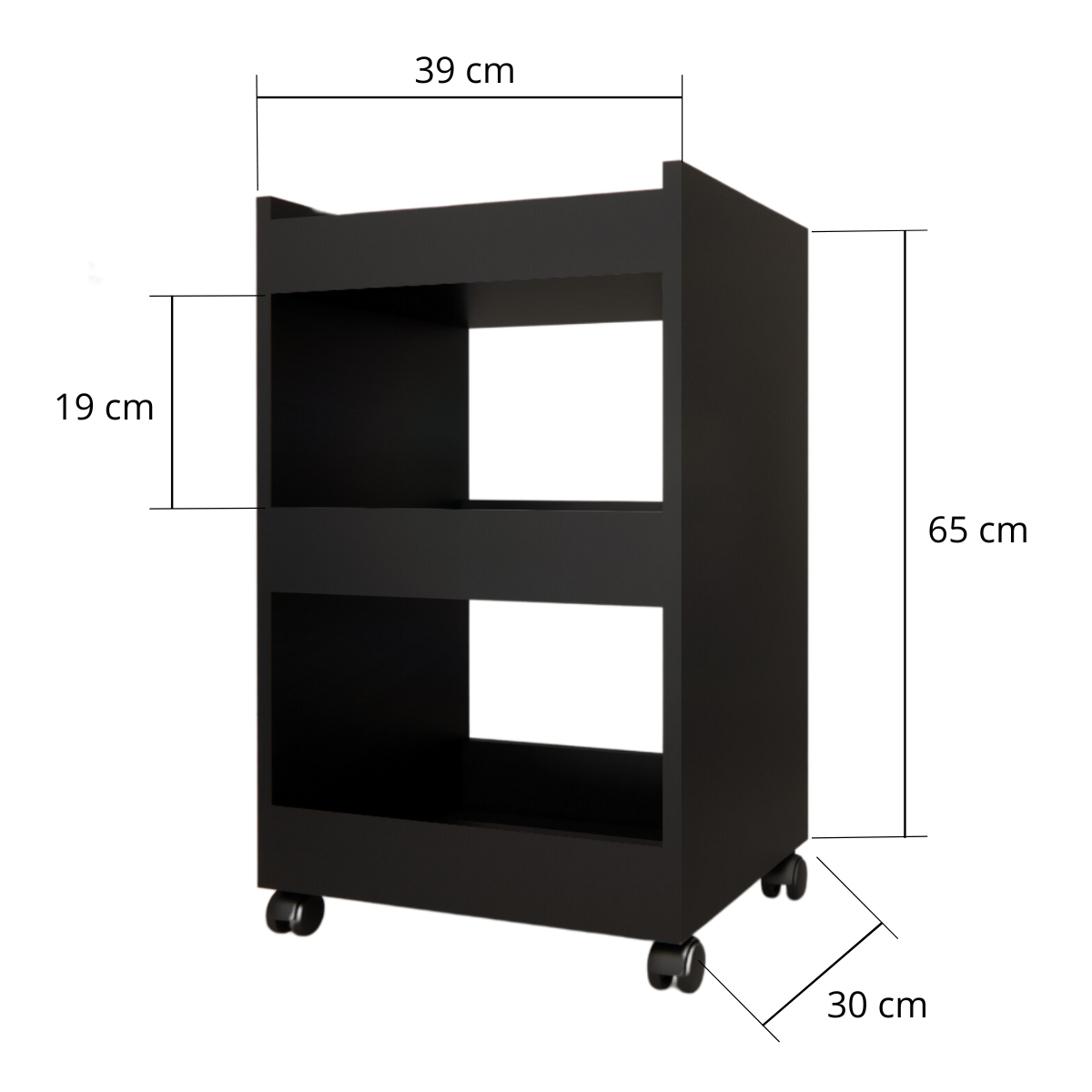 Mesinha Auxiliar Suporte Esmalte Estéticos Rodinha 100% Mdf: Preto - 3