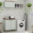 Ver imagem 1 de Kit Área de Serviço Balcão 2 Portas e Armário Aéreo 100% Mdf Acquaflex