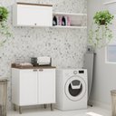 Ver imagem 1 de Kit Área de Serviço Acquaflex 100% MDF com Armário, Balcão e Nicho com Metalon Branco/Ébano