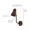 Ver imagem 3 de Luminária de Parede Arandela Articulada Carolee Marrom Cortem