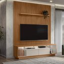 Ver imagem 1 de Rack com Painel Ripado para TV até 75 Polegadas com LED MDF 180CMX250CM Cronos com Fita CabeCasa MadeiraOriginals Marrom