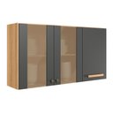 Ver imagem 1 de Armário Aereo 2 Portas de Vidro + 1 Porta 120cm Intenza Freijo/chumbo - Ssx Multicoisas